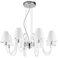 Люстра подвесная BIANCO 760086 Lightstar белая на 8 ламп, основание хром белое в стиле арт-деко Люстра подвесная BIANCO 760086 Lightstar белая на 8 ламп, основание хром белое в стиле арт-деко